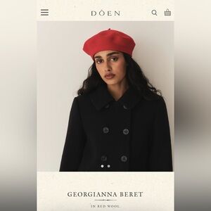 Doen Georgianna Beret in Red Wool